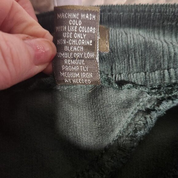 Anthropologie Fei Corduroy Flare Ruffle Skirt Sz 8 in Green - Picture 8 of 8